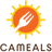 Logo of Cameals with a fork inside an orange circle on a white background