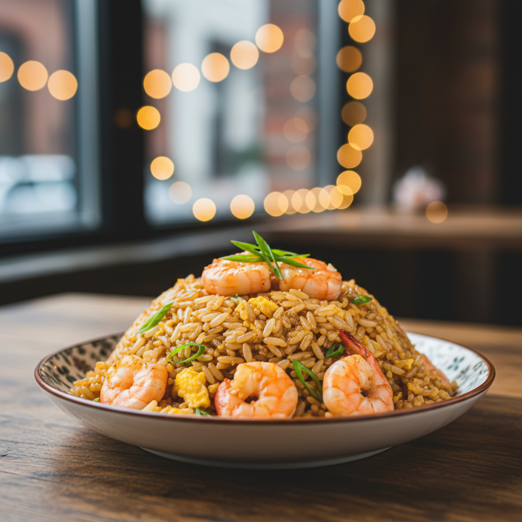 Fried rice shrimp
