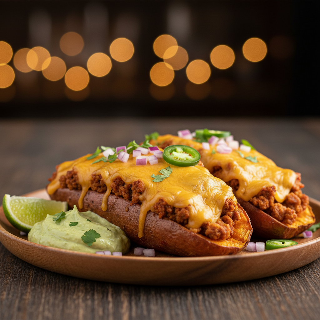 Loaded taco sweet potatoes